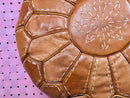 Handmade Moroccan Leather Pouffe | Tan Brown Leather Ottoman Footstool | Organic Moroccan Pouf | Handmade Leather Pouf | Poufs by 100kends