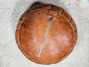 Authentic Moroccan Leather Pouf - Handcrafted Round Footstool, Natural Brown Boho Pouf for Living Room, Bohemian Leather Ottoman Decor