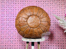Hand-Stitched Moroccan Leather Pouf Ottoman - Authentic Artisan Floor Seating, Boho Chic Luxury Pouf, Leather Footrest for Home Decor