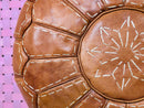 Hand-Stitched Moroccan Leather Pouf Ottoman - Authentic Artisan Floor Seating, Boho Chic Luxury Pouf, Leather Footrest for Home Decor