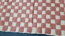 Custom Beni Ourain Checkered Moroccan Rug, Hand-Tufted Wool Carpet, Red and Cream Dining Room Rug, Modern Berber Carpet by 100kends