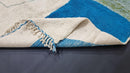 Custom Moroccan Beni Ourain Rug – Soft White Wool Berber Carpet with Modern Blue & Green Design | Handmade All Sizes Morocco Rug by 100kends