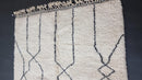 Handmade Morocan Rug Wool | Custom Boho Boujad Style | Large Area Rug 8x10 9x12 10x14 | Modern Minimalist Black & White Beni Rug by 100kends