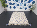 Custom Moroccan Beni Ourain Rug - Authentic Handmade Berber Area Rug with Blue Diamond Pattern - Custom Sizes Available