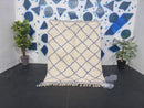 Custom Moroccan Beni Ourain Rug - Authentic Handmade Berber Area Rug with Blue Diamond Pattern - Custom Sizes Available