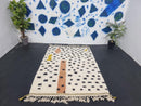 Custom Moroccan Beni Ourain Rug - Handmade Soft Wool Minimalist White and Black Berber Area Rug, Custom Sizes, Modern Moroccan Plain Rug