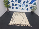 Custom Handmade Moroccan Beni Ourain Wool Rug, Black & White Moroccan Area Rug, Custom Size Ivory Berber Rug, Fluffy Wool Carpet