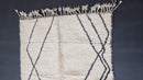 Custom Handmade Moroccan Beni Ourain Wool Rug, Black & White Moroccan Area Rug, Custom Size Ivory Berber Rug, Fluffy Wool Carpet