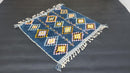 Handmade Blue Moroccan Rug with Geometric Diamond Patterns - Authentic Tribal Berber Wool Rug - Boho Shaggy Area Rug by 100kends