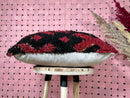 Handmade Moroccan Kilim Pillow Cover 16x24 – Bohemian Cushion for Living Room, Meditation, or Outdoor – Red & Black Wool Throw Pillow