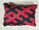 Handmade Moroccan Kilim Pillow Cover 16x24 – Bohemian Cushion for Living Room, Meditation, or Outdoor – Red & Black Wool Throw Pillow
