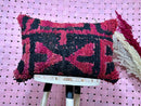 Handcrafted Moroccan Wool Pillow Cover - Red & Black Wool Cushion Cover - Decorative Throw Pillow - Wool Sofa Pillow 16x24 inches