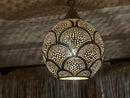 Moroccan Brass Pendant Light - Handmade Shadow Lamp with Pierced Brass Design, Boho Lighting for Ceiling or Hanging Decor