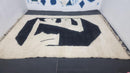 Custom Moroccan Rug - Genuine Wool Shaggy Rug, White and Black Beni Ourain Style - Custom Size Area Rug Handmade by 100kends