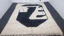 Custom Moroccan Rug - Genuine Wool Shaggy Rug, White and Black Beni Ourain Style - Custom Size Area Rug Handmade by 100kends
