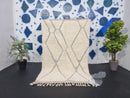 Custom Moroccan Wool Rug, White Rug with Geometric Pattern, Living Room or Bedroom Rug, Artistic Moroccan Carpet, Custom Sizes Available