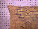 Handmade Moroccan Pillow Cover - Brown Wool Cushion with Tribal Geometric Design - Rustic Boho Pillowcase - 14x20 Inches