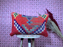 Handmade Moroccan Wool Pillow - Red Striped Kilim Design, 15x24 inches Decorative Pillow Cover, Wool Cushion for Boho Home Decor