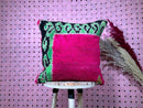 Handmade Moroccan Wool Throw Pillow Cover, Textured Cushion in Green and Pink, Perfect Christmas Cushion for Home Decor, 19x20 inches pillow