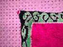 Handmade Moroccan Wool Throw Pillow Cover, Textured Cushion in Green and Pink, Perfect Christmas Cushion for Home Decor, 19x20 inches pillow