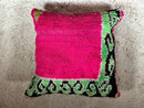Handmade Moroccan Wool Throw Pillow Cover, Textured Cushion in Green and Pink, Perfect Christmas Cushion for Home Decor, 19x20 inches pillow