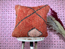Handcrafted Moroccan Pillow – Wool Cushion Cover in Vibrant Red and Pink with Unique Patterns – 18 x 20 Inches – Boho Decor