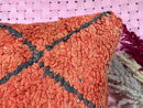 Handcrafted Moroccan Pillow – Wool Cushion Cover in Vibrant Red and Pink with Unique Patterns – 18 x 20 Inches – Boho Decor