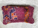 Bohemian Pink Wool Pillow Cover - Handwoven 13x24 Decorative Throw Pillow, Geometric Tribal Cushion, Textured Wool Sofa Pillow