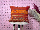 Moroccan Wool Pillow Handmade Boho Decor | Red Square Throw Pillow | Artisan Rustic Wool Cushion for Boho Living Room | 16x17 Inches pillow
