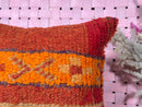 Moroccan Wool Pillow Handmade Boho Decor | Red Square Throw Pillow | Artisan Rustic Wool Cushion for Boho Living Room | 16x17 Inches pillow