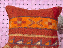 Moroccan Wool Pillow Handmade Boho Decor | Red Square Throw Pillow | Artisan Rustic Wool Cushion for Boho Living Room | 16x17 Inches pillow