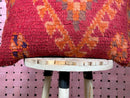 Handmade Red Moroccan Wool Pillow - Bohemian Artistic Cushion 15x24 Inches for Living Room Decor - Fabulous Ottoman Pillow