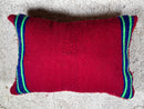 Handmade Red Moroccan Wool Pillow - Bohemian Artistic Cushion 15x24 Inches for Living Room Decor - Fabulous Ottoman Pillow