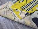 Custom Moroccan Yellow Rug - Beni Ourain Wool Rug - Moroccan Area Rug - Handmade Moroccan Carpet - Ivory and Black Rug, Wool rug by 100kends