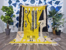 Custom Moroccan Yellow Rug - Beni Ourain Wool Rug - Moroccan Area Rug - Handmade Moroccan Carpet - Ivory and Black Rug, Wool rug by 100kends