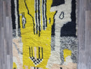 Custom Moroccan Yellow Rug - Beni Ourain Wool Rug - Moroccan Area Rug - Handmade Moroccan Carpet - Ivory and Black Rug, Wool rug by 100kends