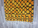 Custom Moroccan Beni Ourain Rug - Bold Yellow and Orange Geometric Design, Handmade Berber Wool Area Rug in Multiple Sizes, wool morocan rug