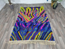Custom Moroccan Wool Rug - Handmade Berber Carpet with Blue and Vibrant Patterns - Bohemian Large Area Rug, Beni Ourain Style, by 100kends