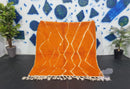 Custom Moroccan Beni Ourain Rug - Orange & White Genuine Wool Carpet, Custom Sizes 3x5 to 15x15 ft, Handmade Berber Moroccan Area Rug
