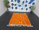 Custom Moroccan Beni Ourain Rug - Orange & White Genuine Wool Carpet, Custom Sizes 3x5 to 15x15 ft, Handmade Berber Moroccan Area Rug