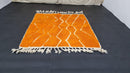 Custom Moroccan Beni Ourain Rug - Orange & White Genuine Wool Carpet, Custom Sizes 3x5 to 15x15 ft, Handmade Berber Moroccan Area Rug