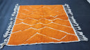Custom Moroccan Beni Ourain Rug - Orange & White Genuine Wool Carpet, Custom Sizes 3x5 to 15x15 ft, Handmade Berber Moroccan Area Rug