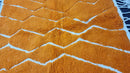 Custom Moroccan Beni Ourain Rug - Orange & White Genuine Wool Carpet, Custom Sizes 3x5 to 15x15 ft, Handmade Berber Moroccan Area Rug