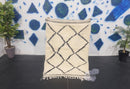 Custom Moroccan Beni Ourain Wool Rug - Hand-Knotted Neutral Minimalist Area Rug - Personalized Moroccan Berber Shag Rug for Living Room