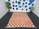 Custom Beni Ourain Checkered Moroccan Rug, Hand-Tufted Wool Carpet, Red and Cream Dining Room Rug, Modern Berber Carpet by 100kends