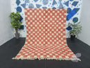 Custom Beni Ourain Checkered Moroccan Rug, Hand-Tufted Wool Carpet, Red and Cream Dining Room Rug, Modern Berber Carpet by 100kends