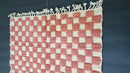 Custom Beni Ourain Checkered Moroccan Rug, Hand-Tufted Wool Carpet, Red and Cream Dining Room Rug, Modern Berber Carpet by 100kends