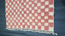 Custom Beni Ourain Checkered Moroccan Rug, Hand-Tufted Wool Carpet, Red and Cream Dining Room Rug, Modern Berber Carpet by 100kends