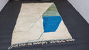 Custom Moroccan Beni Ourain Rug – Soft White Wool Berber Carpet with Modern Blue & Green Design | Handmade All Sizes Morocco Rug by 100kends