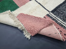 Handmade Moroccan Wool Rug - Custom Bohemian Berber Rug with Checkered Patterns, Stylish and Unique Design